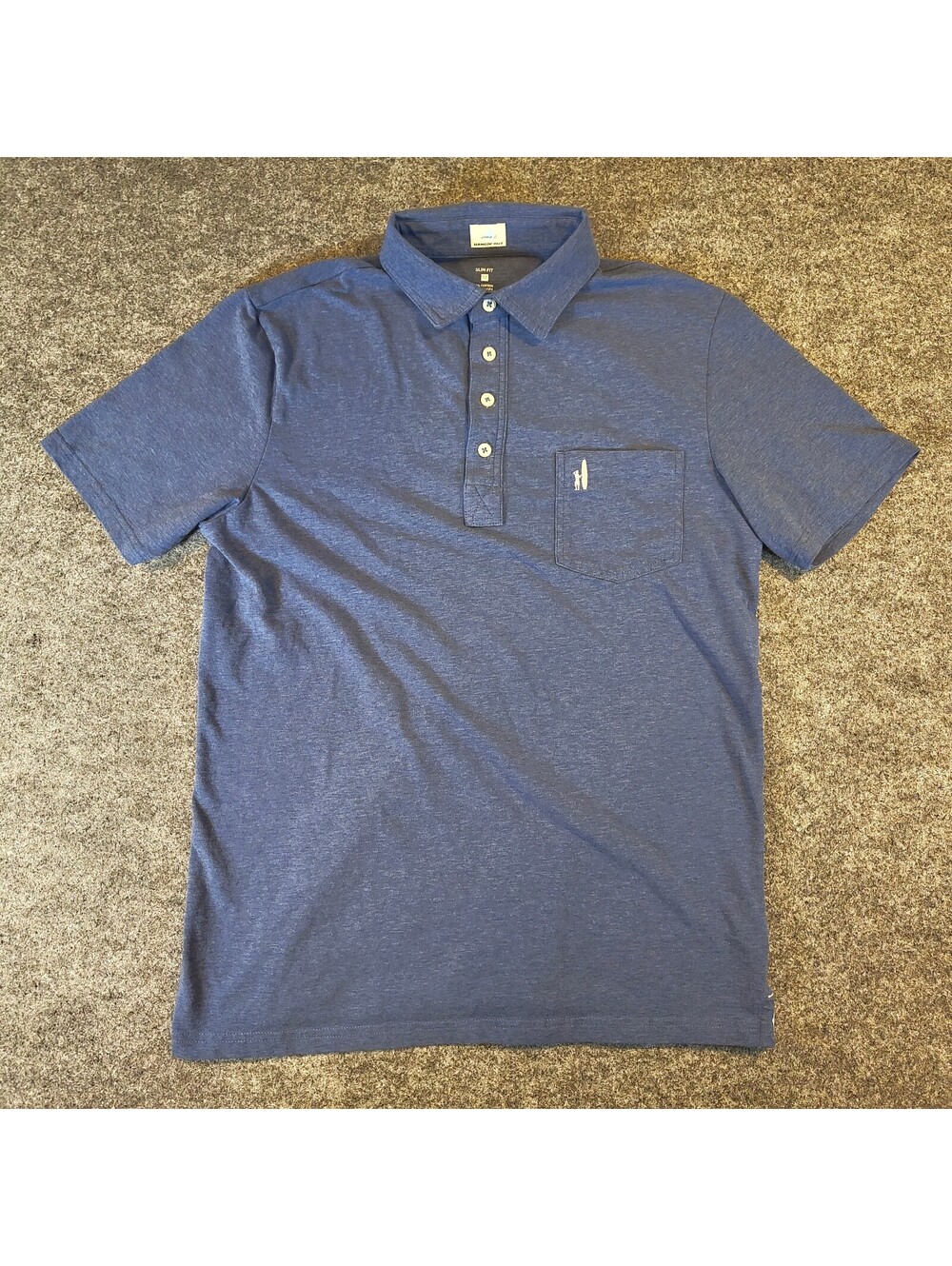 Johnnie-O Hangin Out Polo Shirt Blue Heather Pocket Short Sleeve Mens Size M